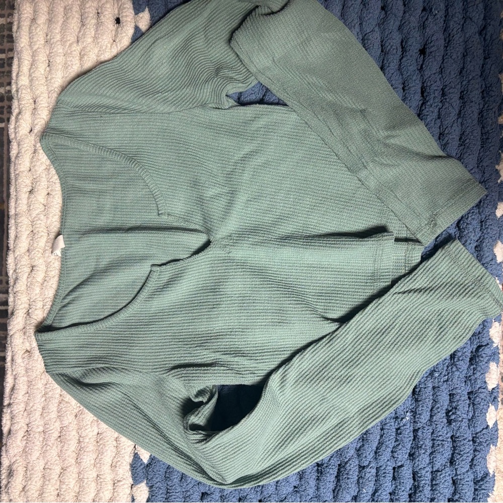 La Hearts Sage Waffle Knit Top